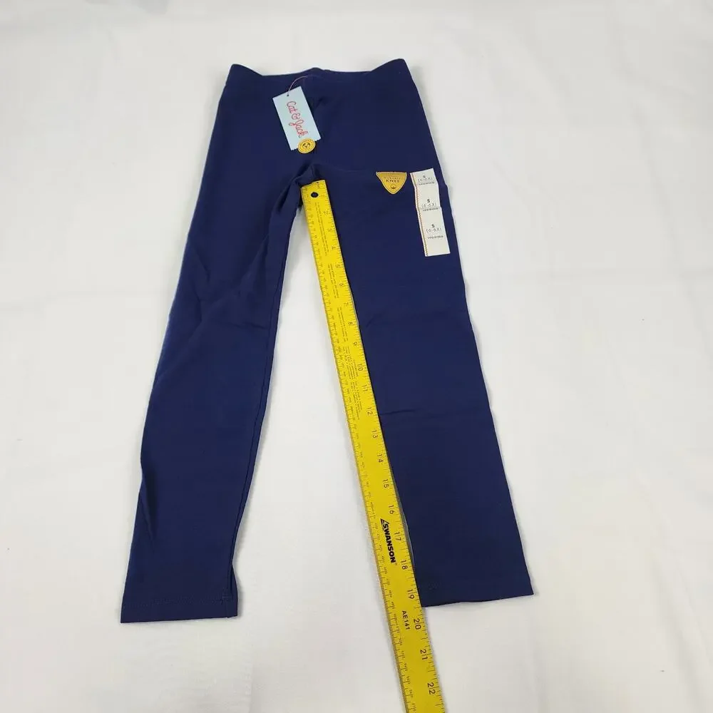 Cat & Jack Girls Navy Blue Leggings Pants - Small (6-6X) Cotton Blend Activewear